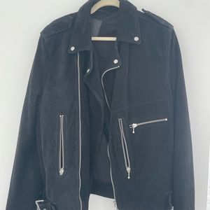 All saints mens biker jacket in suede